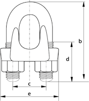 G-6240 Green Pin Wire Rope Clip Type B Technical Drawing